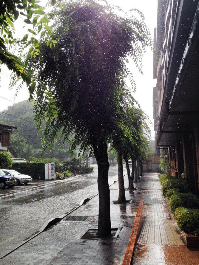 ゲリラ豪雨　河口湖　富士山